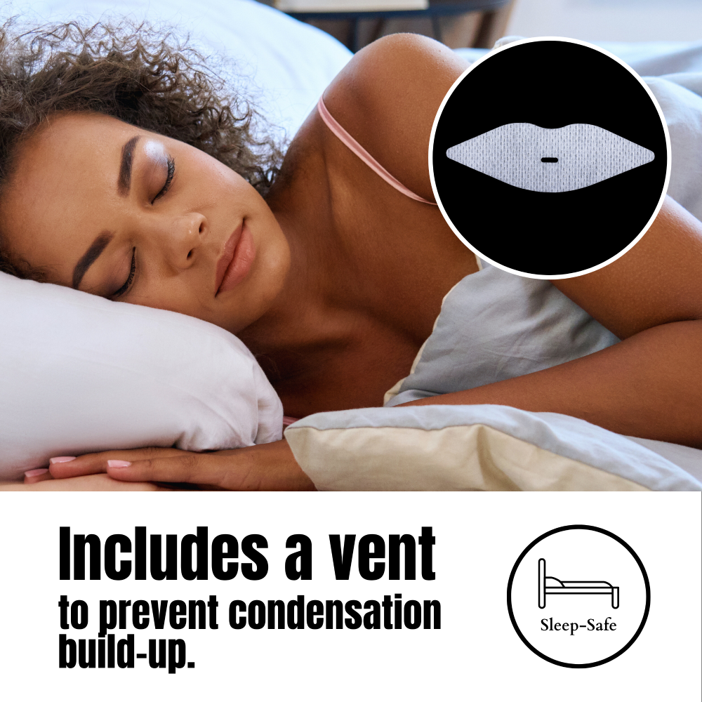 Mouth Tape That Includes a Vent to Prevent Condensation Build-Up